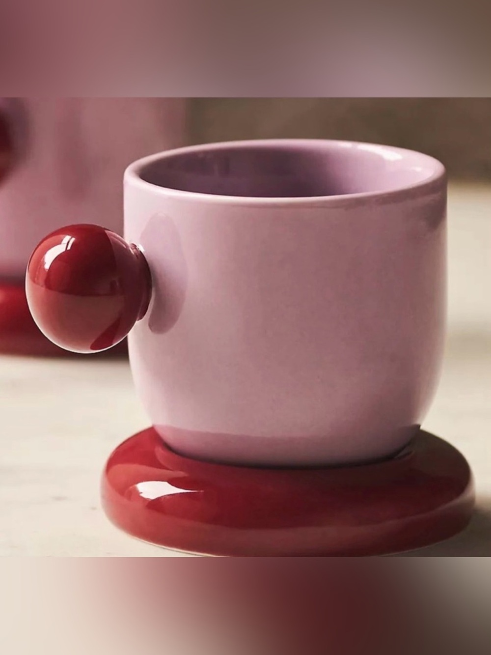 Anthropologie Rika Espresso Cup. 1 piece Mauve pink pastel multicolor